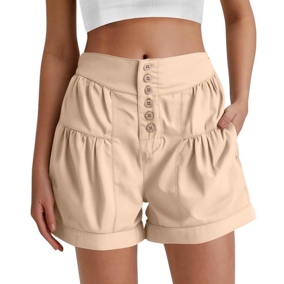 Facnwert Womens High Waist Jean Summer Casual Solid Color Pocket Wide Straight Leg Microelastic Long Denim Mom Shorts