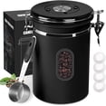 thumbnail image 1 of FacoFaco 1800ML Airtight Coffee Canister with Date Tracker and Window, 30ML Measure Spoon&4 co2 Valve (22.8OZ, Black), 1 of 15