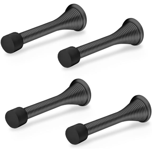 FacoFaco Pack of 4 Spring Door Stoppers with Rubber Tip,3-1/4" Door Stoppers for Home, Offices, Schools (Black)