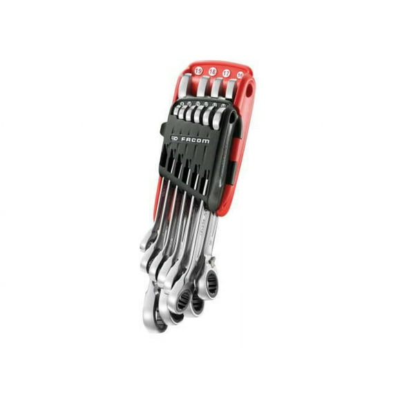 Facom - 467B.JP10PB Ratchet Combination Wrench Set, 10 Piece