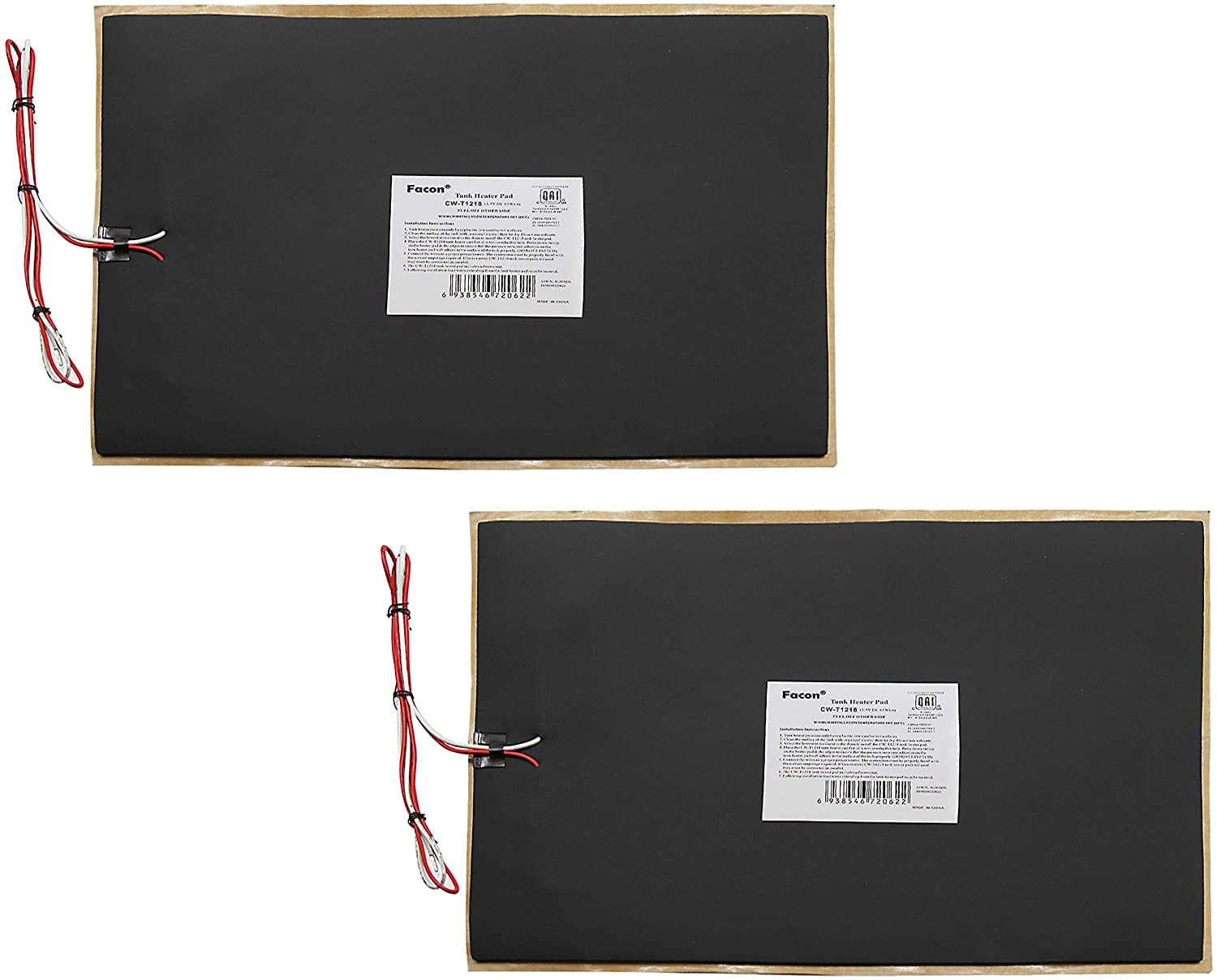 Facon 12" x 18" RV Tank Heater Pad, Up to 50 Gallons Fresh Water/Grey Water/Black Water Holding Tank Heating Pad with Automatic Thermostat Control, 12V DC (Pack of 2)