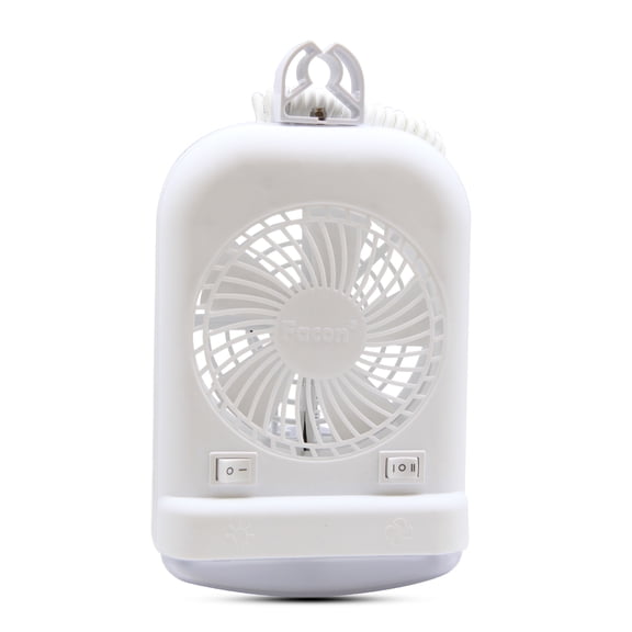 Facon 12V DC Fan Light Combo for Pop Up RV Camper, Independent Switch, 2-Speed, Extendable Cord with Male Plug, 12Volts Fan Lighting with Holding Bracket