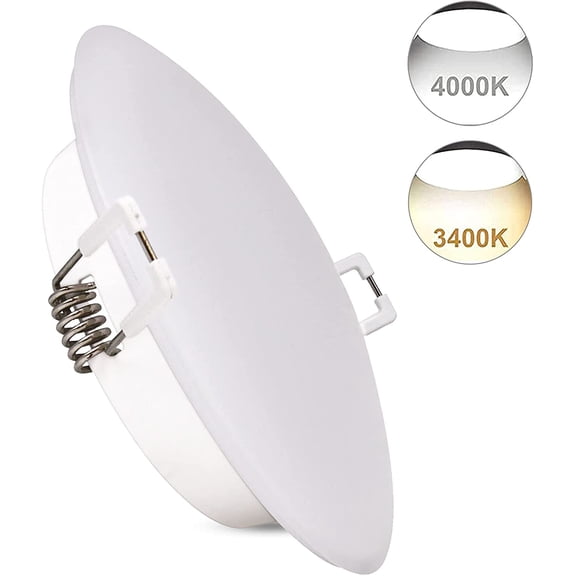 Facon 12V LED Puck Light, 4.5-Inch Recessed Mount RV Dome Light, 4W 280LM 3400K Warm White Light, 12Volts LED Interior Light for RV, Camper, Boat, Motorhome