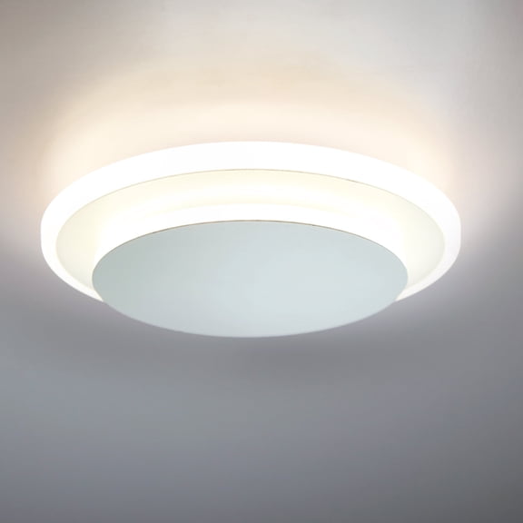 Facon 12V RV LED Acrylic Dual Round Flush Mount Light With Switch Metal Surface Mounted, 4000K Cool White Light, For Camper Trailer Truck Caravan Marine RV