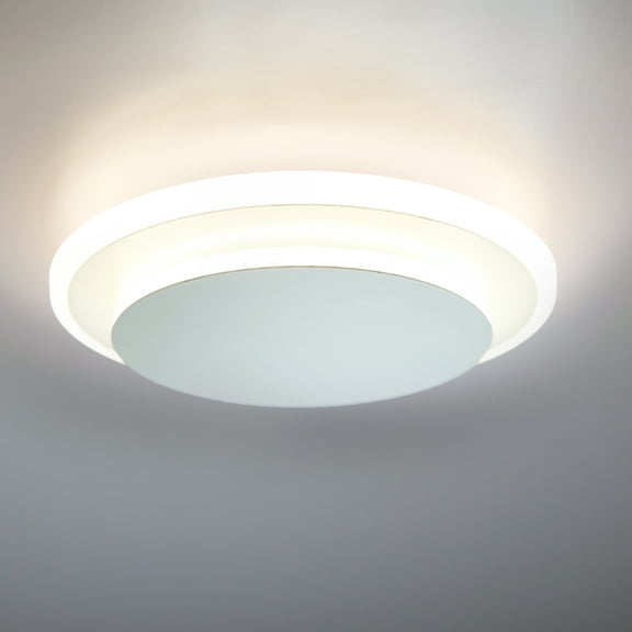 Facon 12V RV LED Acrylic Dual Round Flush Mount Light With Switch Metal Surface Mounted, 4000K Cool White Light, For Camper Trailer Truck Caravan Marine RV