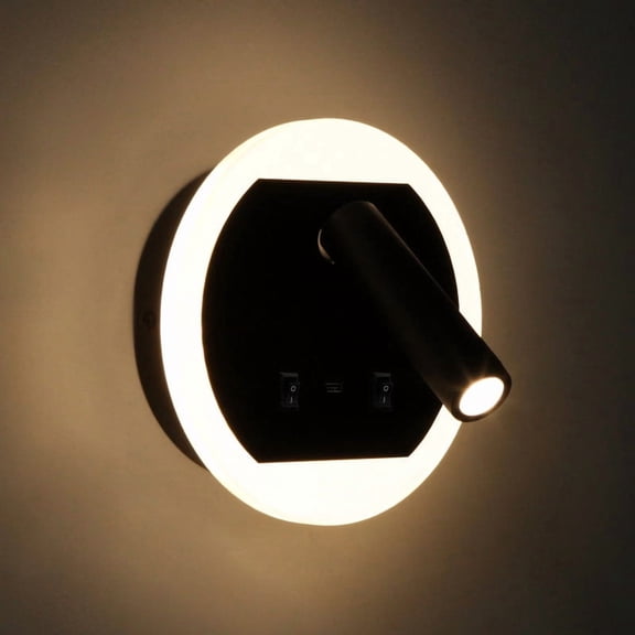 Facon 12V RV Wall Sconce Reading Light with w/18W USB-C Fast Charger, 270 Rotatable Spot Lights with Independent Switches, RV Interior Light for Bedroom, Camper, Trailer, Tiny Homes