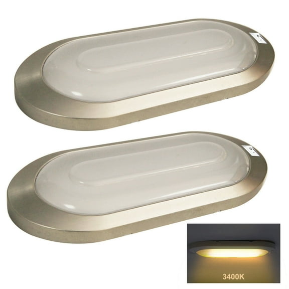 Facon 2Pcs 12V LED Bright RV Pancake Light Surface Mount, DDS01-008, 12 Volt Interior Ceiling Dome Light with On/Off Switch, for RV Motorhomes Camper Caravan Trailer Boat, Brushed Nickel