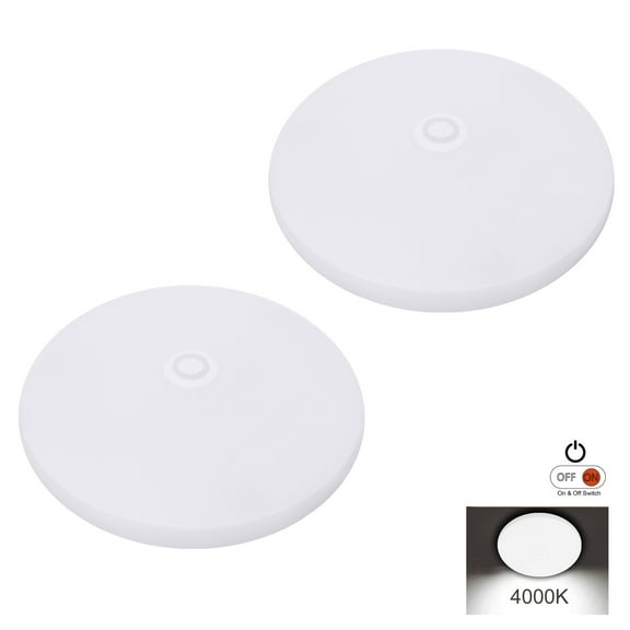 Facon 3-1/2'' LED RV Puck Light Super Slim Under Cabinet Light, 2-Packs Surface Mount Ceiling Dome Light with Push Switch, 12V DC Interior Light for RV Camper Trailer Motorhome, 4000K Cool White Light