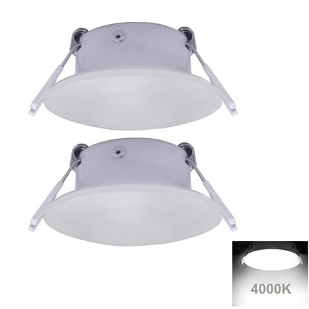 Facon 3 Inch LED RV Puck Light Full Aluminum Recessed LED Ceiling Light, 12V Interior Light for RV Motor-Homes Camper Caravan Trailer Boat (Pack of 2, 4000K Cool White Light)