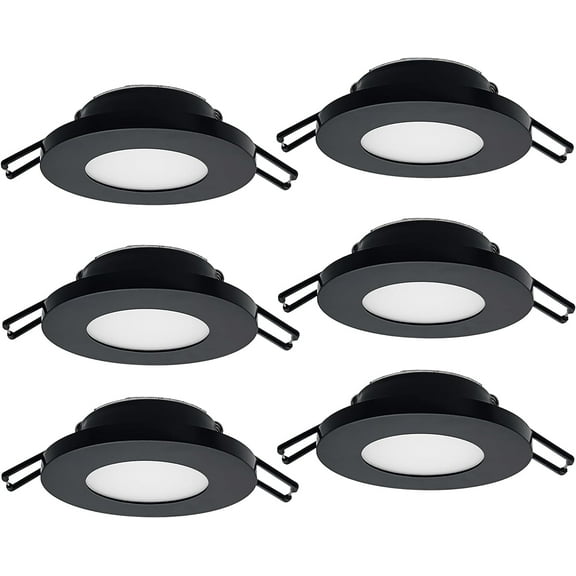 Facon 3Inch 12V LED RV Puck Light, Super Slim Recessed Mount Down Light, 12Volts Interior Light for RV Motor-Homes Camper Caravan Trailer Boat (Pack of 6)