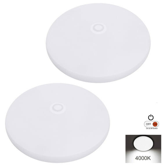 Facon 4-1/2'' LED RV Puck Light Super Slim Under Cabinet Light, 2-Packs Surface Mount Ceiling Dome Light with Push Switch, 12V DC Interior Light for RV Camper Trailer