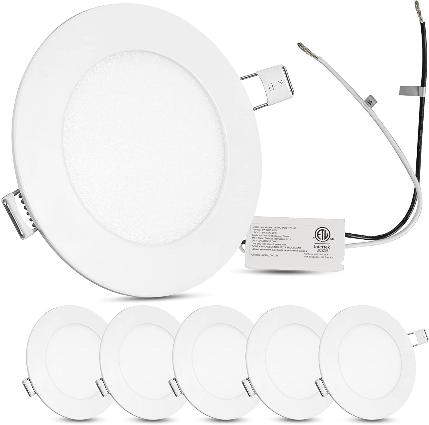 Facon 4.5 Inch LED RV Puck Light, 6Packs Full Aluminum Recessed Mount ...