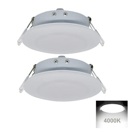 Facon 4.5Inch LED RV Puck Light Full Aluminum Recessed Mount Down Light 12V Interior Light for RV Motor-Homes Camper Caravan Trailer Boat (4000K Cool White, Pack of 2)