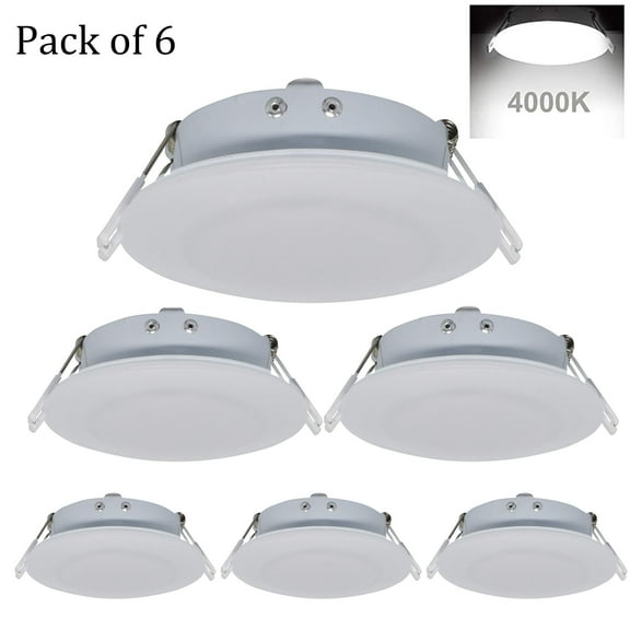 Facon 4.5Inch LED RV Puck Light Full Aluminum Recessed Mount Down Light 12V Interior Light for RV Motor-Homes Camper Caravan Trailer Boat (4000K Cool White, Pack of 6)