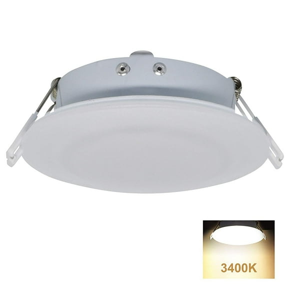 Facon 4.5Inch LED RV Puck Light Full Aluminum Recessed Mount Down Light, DLFST4-008 12V Interior Light for RV Motor-Homes Camper Caravan Trailer Boat (3400K Warm White Light)