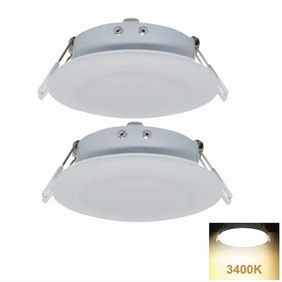 Facon 4.5Inch LED RV Puck Light Full Aluminum Recessed Mount Down Light, DLFST4-008 12V Interior Light for RV Motor-Homes Camper Caravan Trailer Boat (Pack of 2)