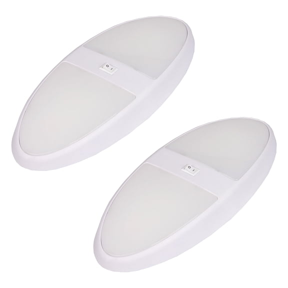 Facon Double Ellipse LED Surface Mount Cool White 9.2” x 4.2” x 1” LED Surface Mount RV Parts For Dimmable, 12V 6W 420LM, 2 Pack