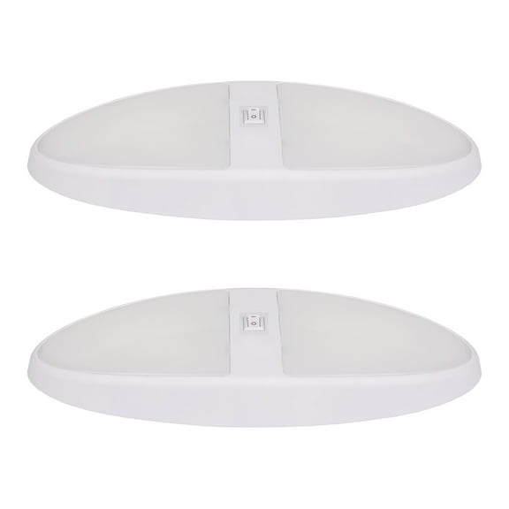 Facon Double Ellipse LED Surface Mount w/ON OFF Switch 12V 6W 420LM Dimmable 9.2 x 4.2 x 1 4000K Cool White Pack of 2 For RV, boat, trailer, camper, motorhome, truck, or yacht.