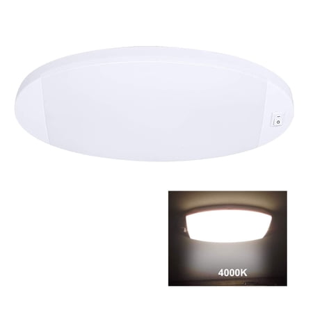 Facon Fashion LED RV Dome Light, 9-1/4'' Length Oval Pancake Light, 12 Volt Interior Ceiling Dome Light with On/Off Switch, for RV Motorhomes Camper Caravan Trailer Boat