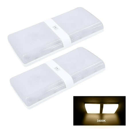 Facon LED 12Volts RV Pancake Light Double Ceiling Dome Light Under Cabinet Light with Switch, 12V DC RV Interior Light for RV Camper Caravan Trailer Boat