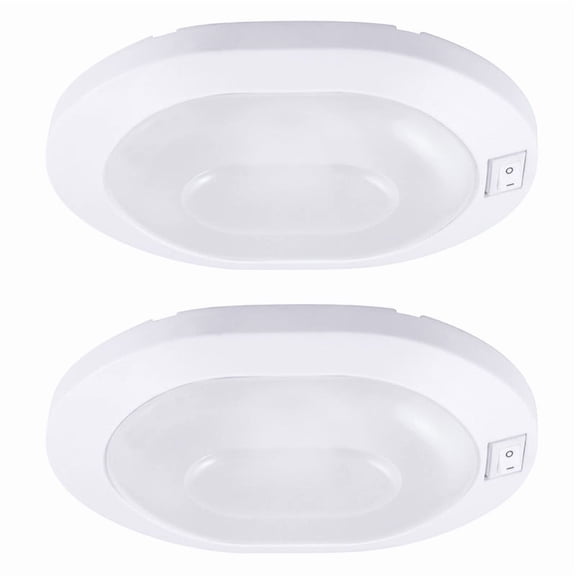 Facon LED Pancake Dome Light Puck Light Cabinet Light On&Off Switch, 12V DC RV Interior Light for RV Motorhomes Camper Caravan Trailer Boat (2 Packs)