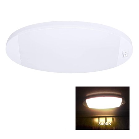 Facon LED RV Dome Light, 9-1/4'' Length Oval Pancake Light, 12 Volt 3400K Warm White Interior Ceiling Dome Light with On/Off Switch for RV Motorhomes Camper Caravan Trailer Boat
