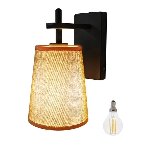 Facon LED RV Fabric Light Fixture with Flared Wall Sconce Shade, Wall Mount LED Decor Lamp Bedside Reading Light with Switch, 12V DC Interior Light for RV Motorhome Camper Trailer (Round Wal