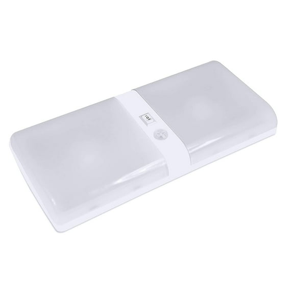 Facon LED RV Puck Light Double Dome Cabinet Light, with PIR Motion Sensor and On&Off Switch, 12V DC RV Dome Light for RV Camper Trailer Boat Motorhome
