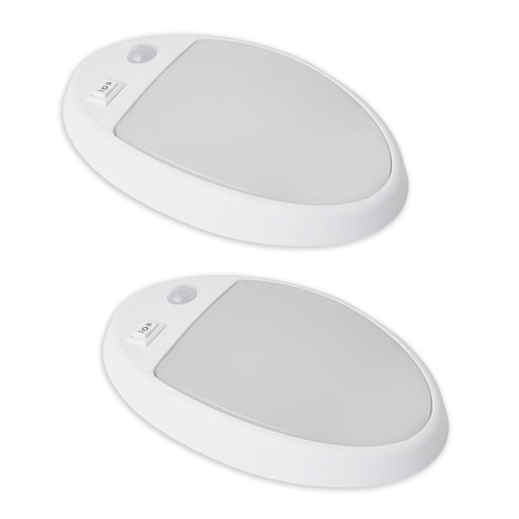 Facon Single Ellipse LED Surface Mount w/ON OFF Switch PIR Sensor Built-in 12V 4.5W 340LM 6000K 6"" x 4 x 1.2 Pack of 2