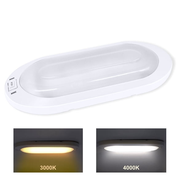 Facon Upgraded 12Volts LED Bright Pancake Light RV Ceiling Dome Light with 3-Way Switch, for Motorhomes Campervan Caravan Trailer Boat and Marine(1-Pack, 2 Colors)