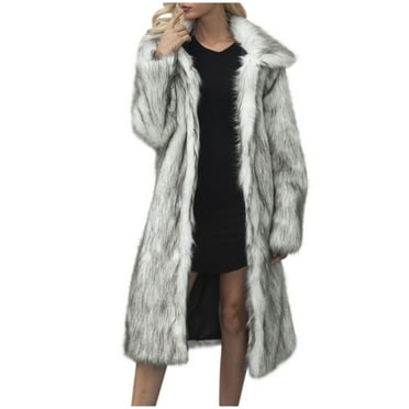 Facrlt 2024 Women's Winter Warm Jacket Women's Winter Faux- Coat Turn-Down Collar Long Jackets Warm OverCoat