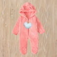 thumbnail image 1 of Facrlt Baby winter jumpsuit Toddler Kids Boys And Girls Solid Color Long Sleeve Heart Pendant Hooded Romper Jumpsuits Suit, 1 of 7