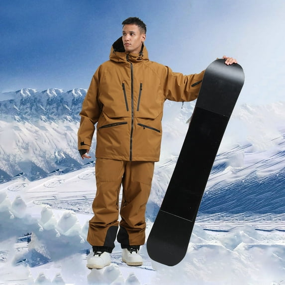 Facrlt Men's winter ski suit, extreme cold snow sports warmwindproof ski jacket ski pants suit