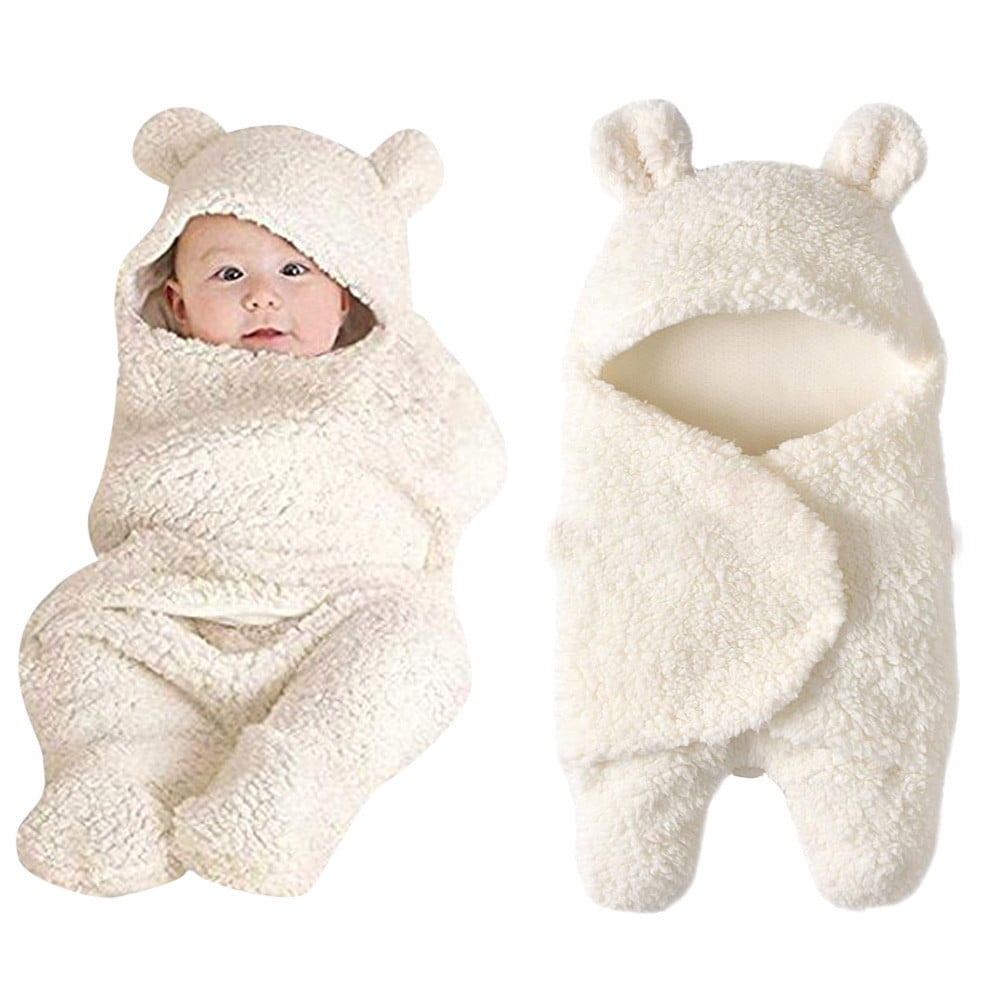 Facrlt Newborn Baby Cute Cotton Receiving White Sleeping Blanket Boy ...