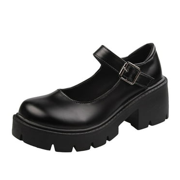 Facrlt Women's Leather Shoes Vintage Mary Janes Doll Shoes