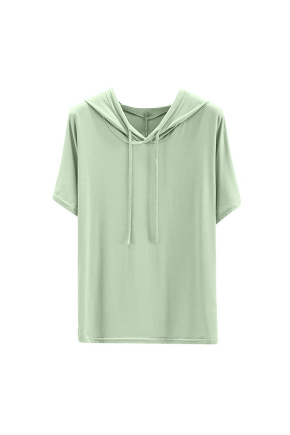Women's Short Sleeve Hoodie Solid Color Womens Tops Cute Summer Tops for Women