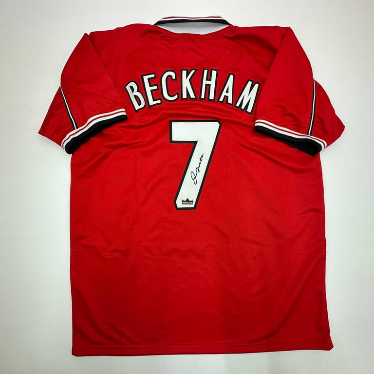 Facsimile Autographed David Beckham Manchester United Red Reprint Laser Auto Soccer Jersey Size Men s XL Walmart