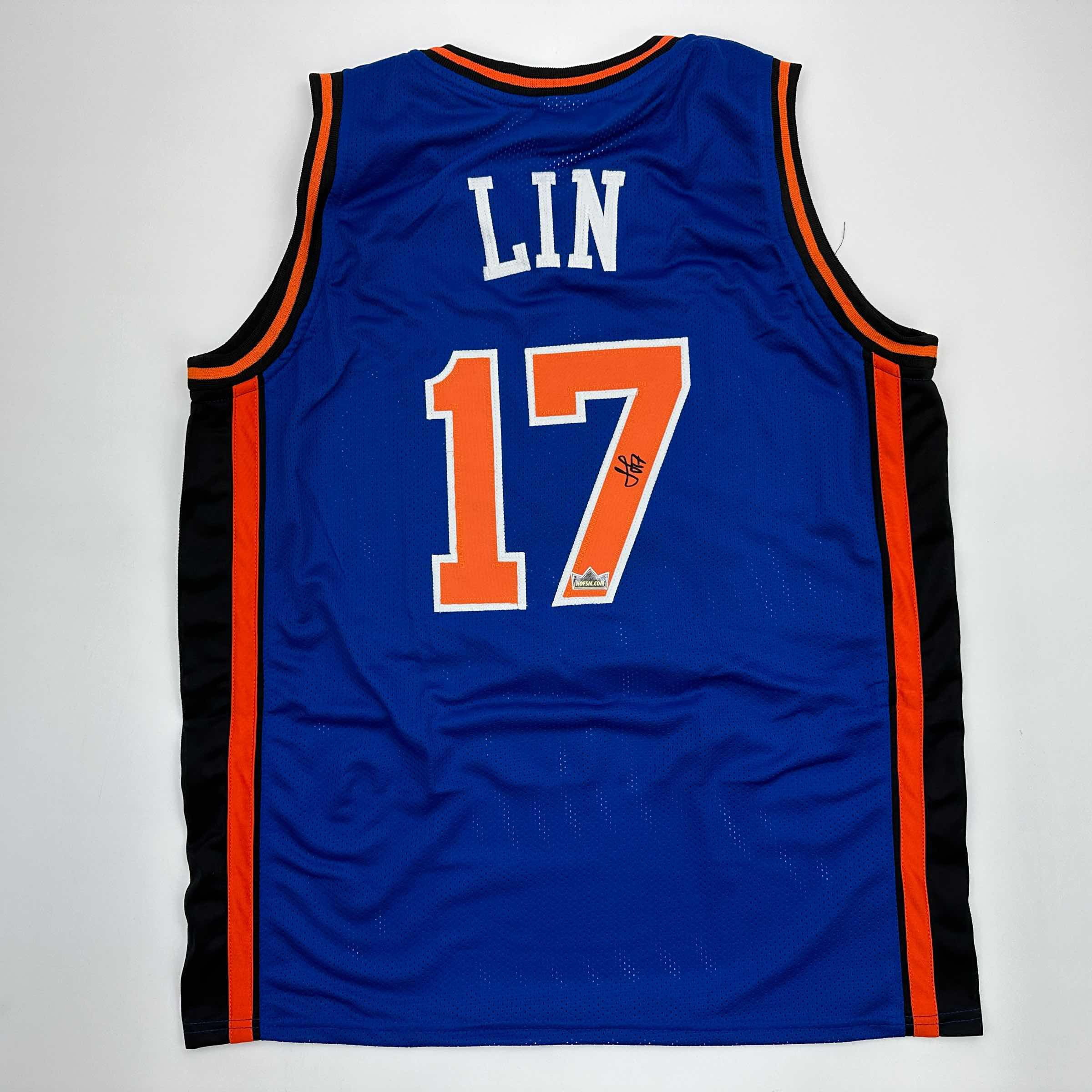 Facsimile Autographed Jeremy Lin New York Blue Reprint Laser Auto Basketball Jersey Size Men s XL Walmart