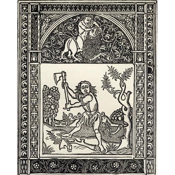 Facsimile of Illustration of The Fable of The Woodcutter & The Axe From Esopi Vita Et Fabulae Printed Naples 1485 Poster Print - 13 x 16