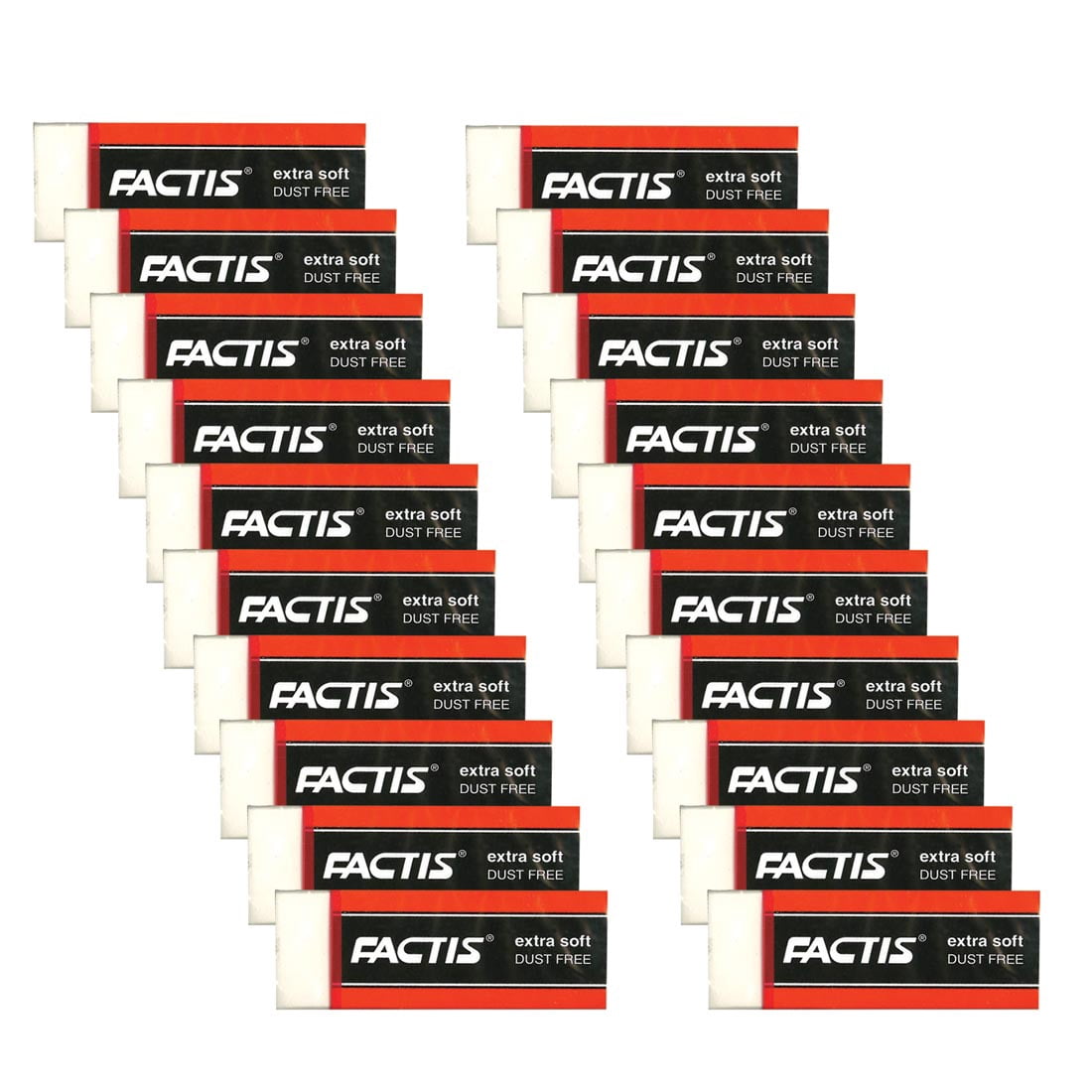 General's Factis Extra Soft White Vinyl Eraser 20-Count Package