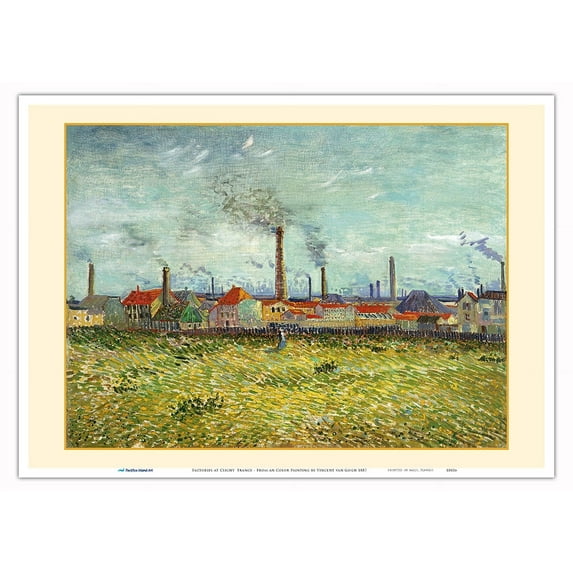 Factories at Clichy, France - From an Original Color Painting by Vincent van Gogh c.1887 - Master Art Print 10in x 14in