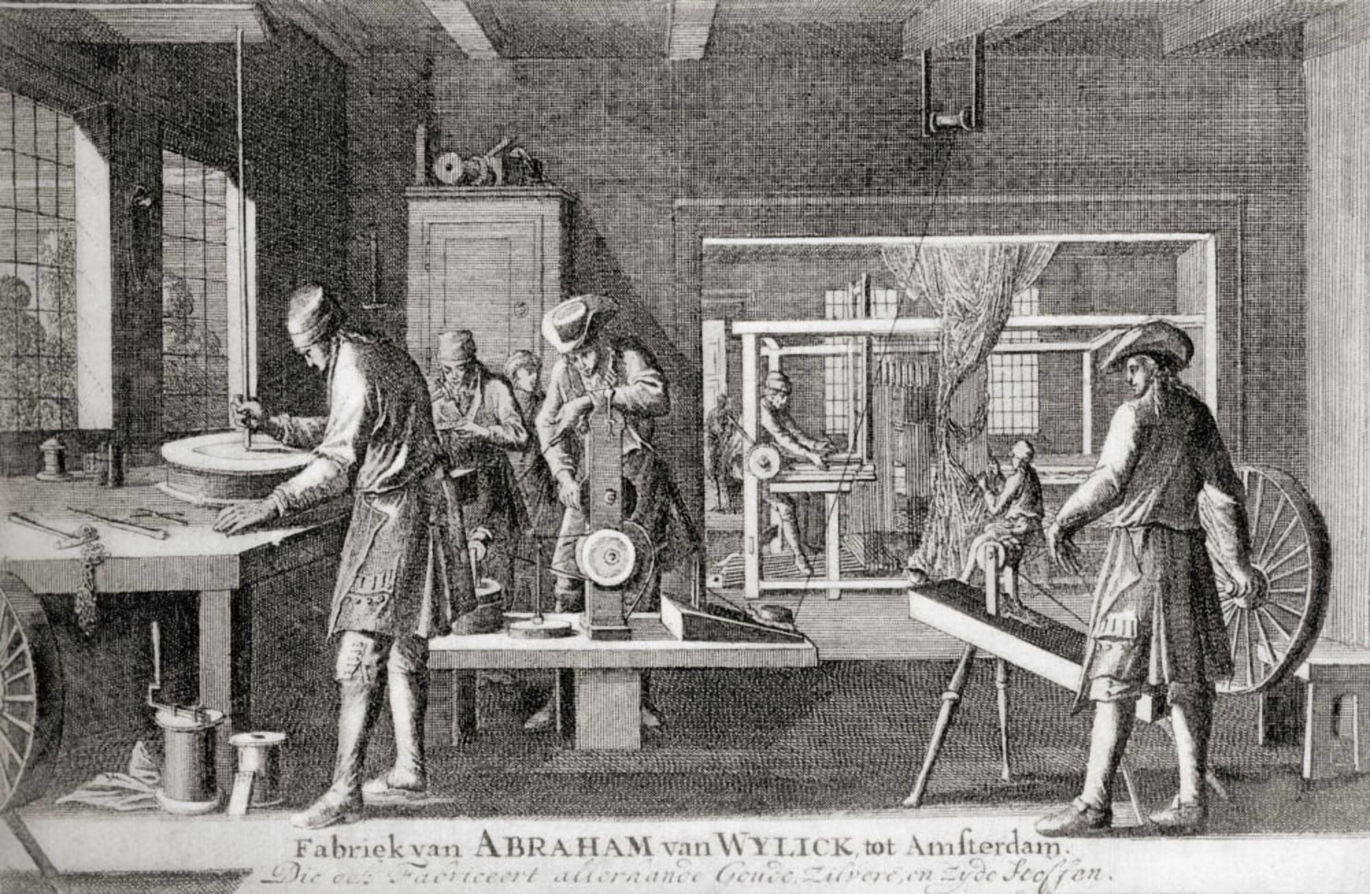 The Factory Of Abraham Van Wylick Showing The Silk Industry In Amsterdam In The 17Th Century From Geschiedenis Van Nederland Published 1936 Canvas Art - Ken Welsh Design Pics (18 x 11)