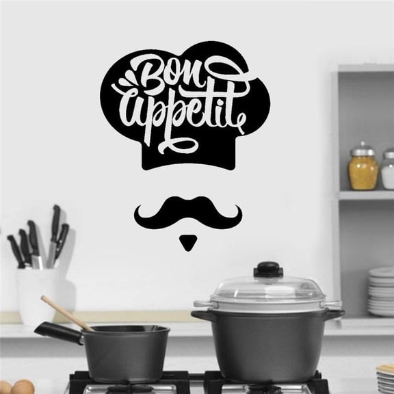 Factory Direct Bon Appetite Chef Cook Kitchen Wall Stickers Vinyl Home Decor Restaurant Dining Hall Decal Removable Mural 42x52cm