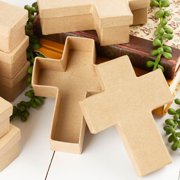 Factory Direct Craft Paper Mache Cross Boxes, Set of 12, 5 Inch Religious Craft Boxes