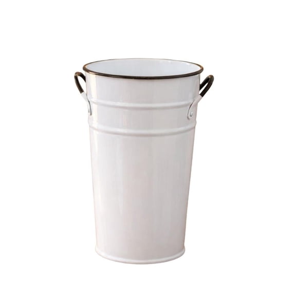 Factory Direct Craft 13" White Enamelware Metal French Floral Buckets Set of 2