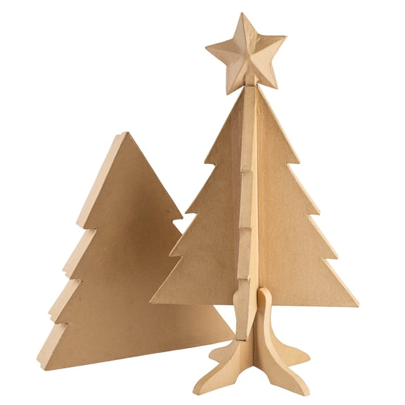 Factory Direct Craft 24" Foldable Paper Mache Christmas Tree with Box Unfinished DIY Craft for Painting and Decorating