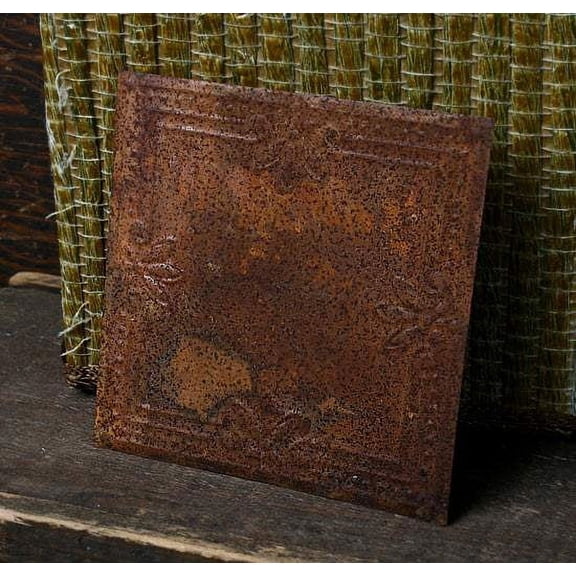 Factory Direct Craft Rustic Tin Dots and Shells Embossed Ceiling Tiles, Set of 12, 4 Inch Metal Craft Tiles