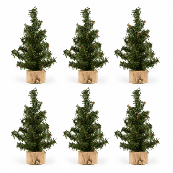 Factory Direct Craft Small Artificial Pine Trees, Set of 6, 6 Inch Tabletop Christmas Trees