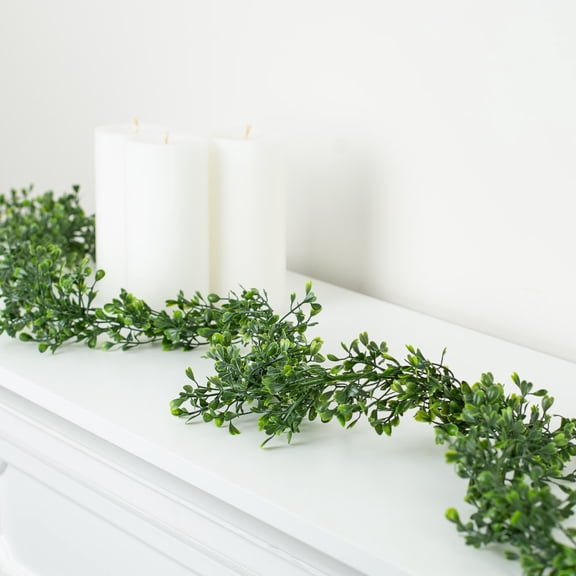 Factory Direct Craft 6' Lightweight Green Artificial Boxwood Garlands - Set of 2