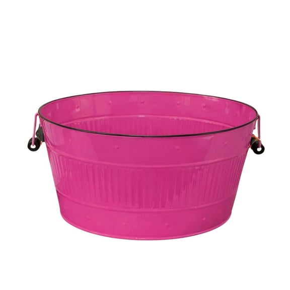 Factory Direct Craft 9" H X 18" Dia. Fuchsia Enamelware Metal Washtub for Decorative Use